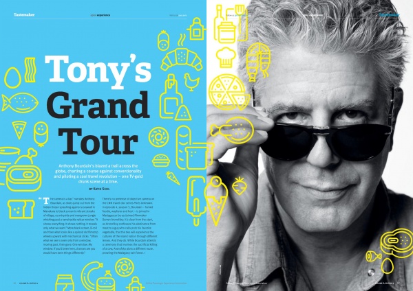 <p> Tony’s Grand Tour </p><p style="font-size:12px"> Anthony Bourdain pilots a cool travel revolution, one TV-gold drunk scene at a time. </p><p style="font-size:11px"> APEX, February 2016</p>